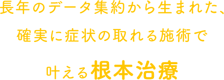 長年のデータ集約から生まれた、確実に症状の取れる施術で叶える根本治療
